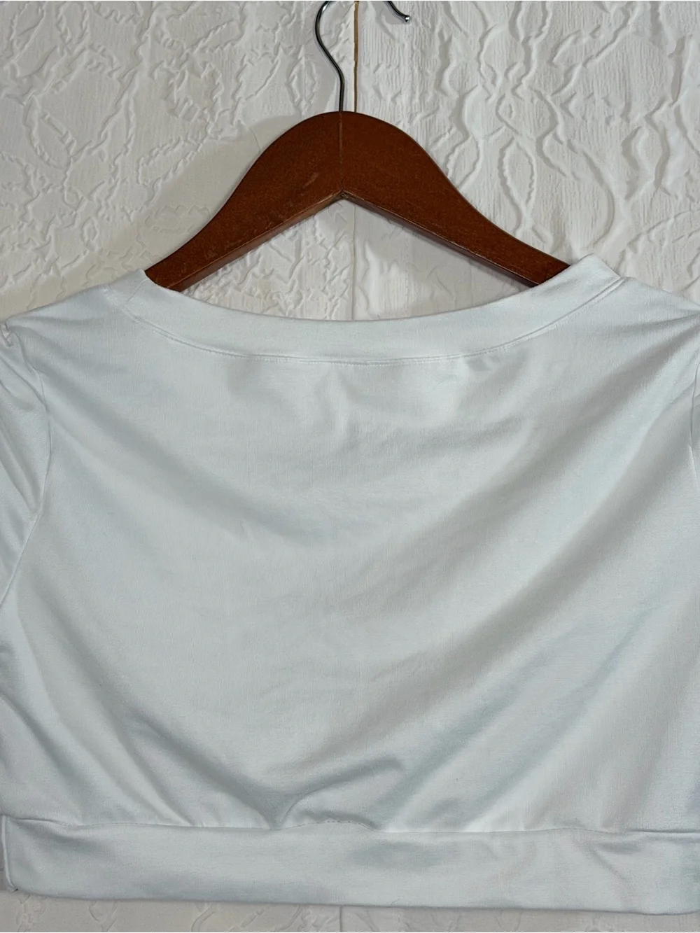 Mono B White Cropped Tie Sleeve Athletic Workout Top Sz L - Picture 7 of 10